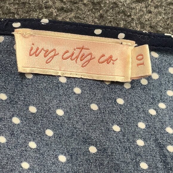 Ivy City Co Libby Dress Blue Polka Dot Retro Midi Pinup Rockabilly 10 large whit - Picture 4 of 5
